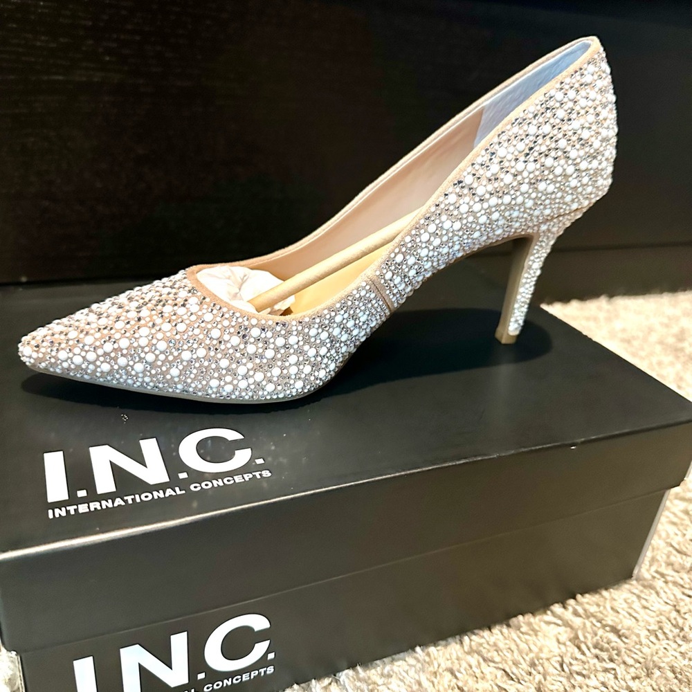 INC International Concepts Women's Glittering Silver Heels